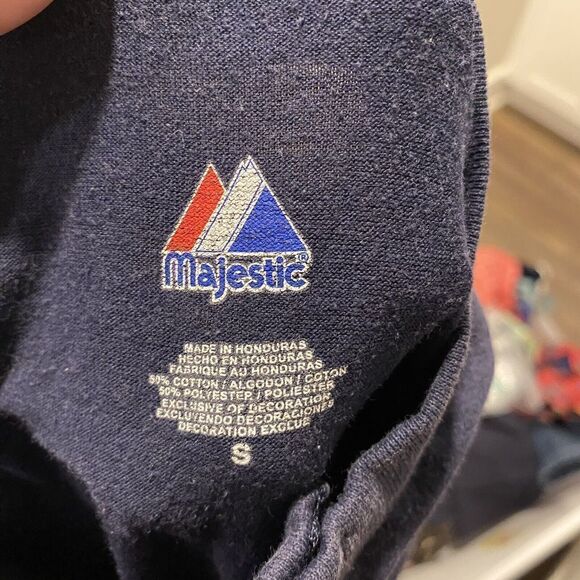 Majestic Tampa Bay Rays Shirt Mens Sz S Blue MLB Baseball Button #13 autographed - Picture 3 of 7